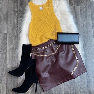 ☮️ Burgundy PU Leather Mini Skirt